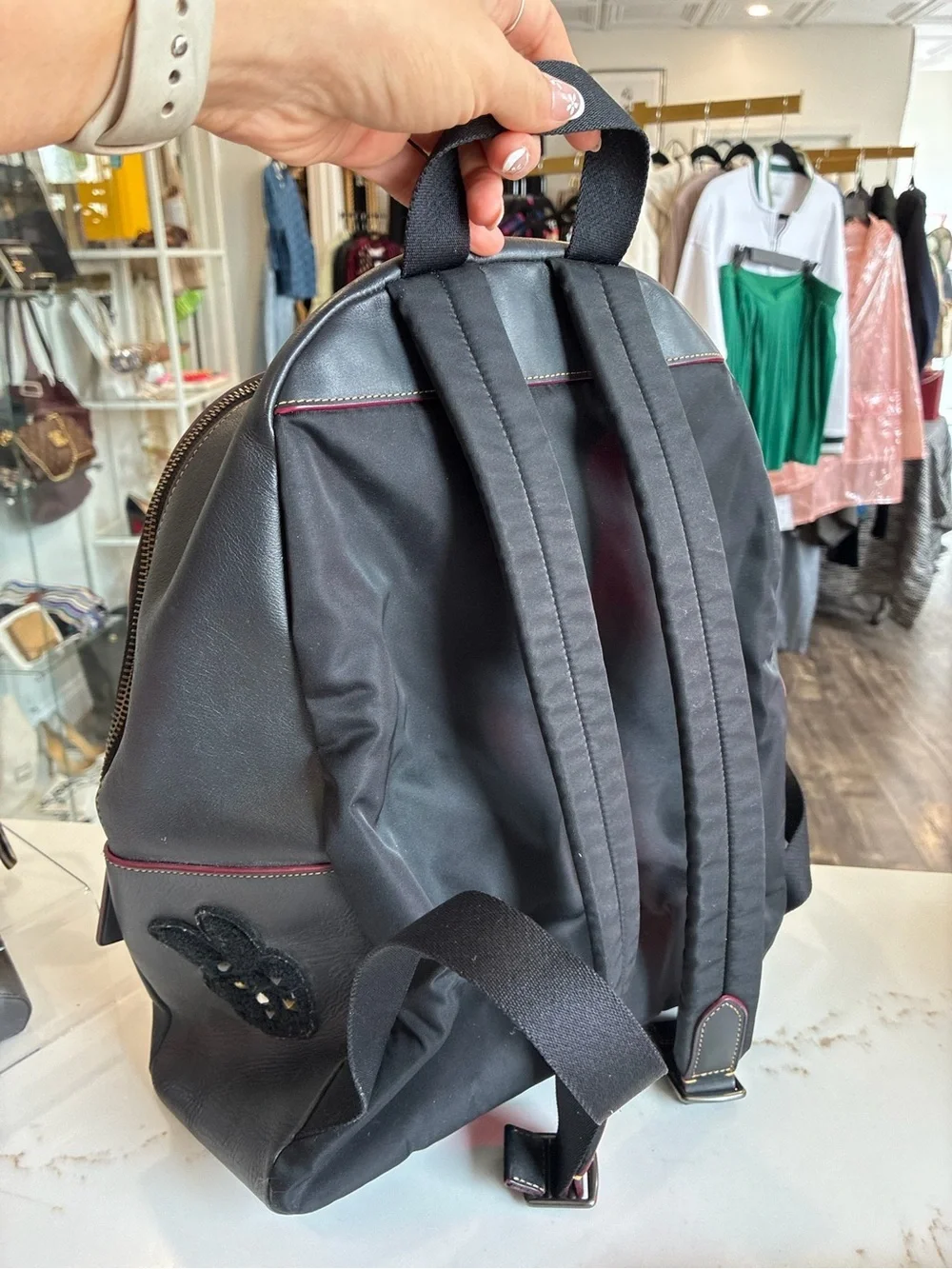 Coach x Disney Black Leather Backpack with Mickey Appliqué